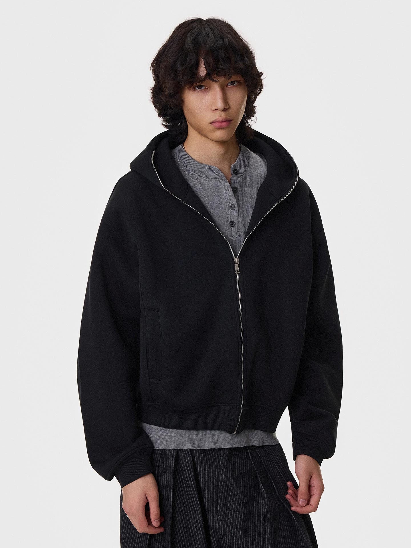 Heavy Air-Cotton Short Zipper Hoodie WN21404