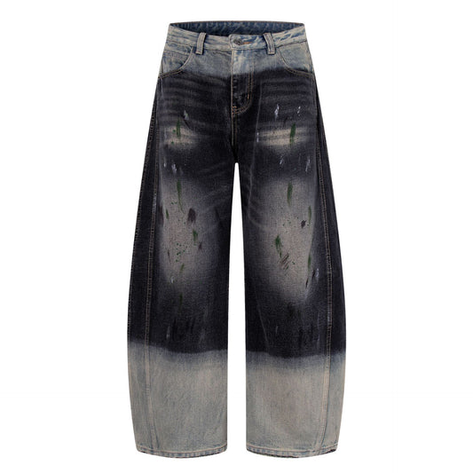 Paint Print Wide Leg Denim Jeans WN23101