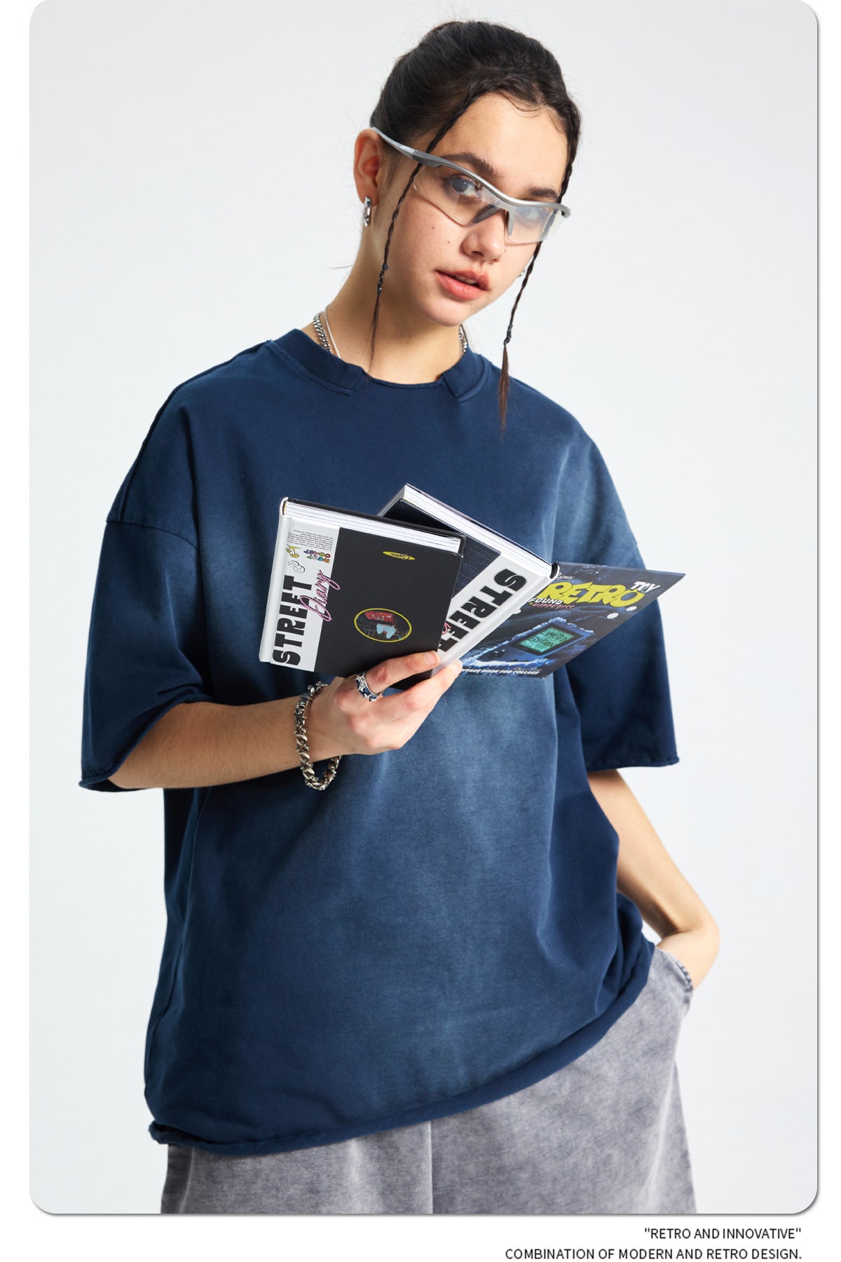 Spray Dye Raw Edge Damage Washed Short Sleeve T-Shirt WN16265