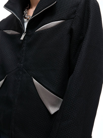 Colorblock Patchwork Jacket & Flare Trousers Setup WN20545