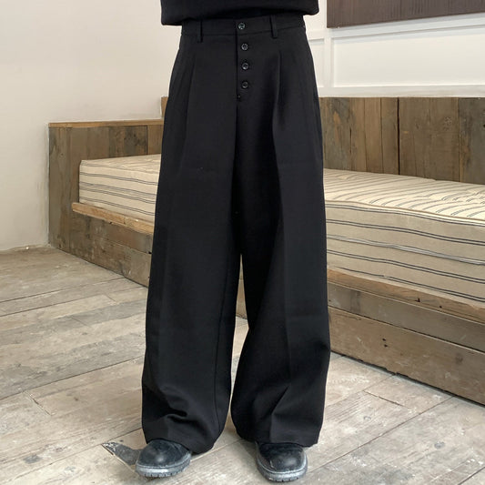 Button Pleats Wide Leg Trousers WN24996