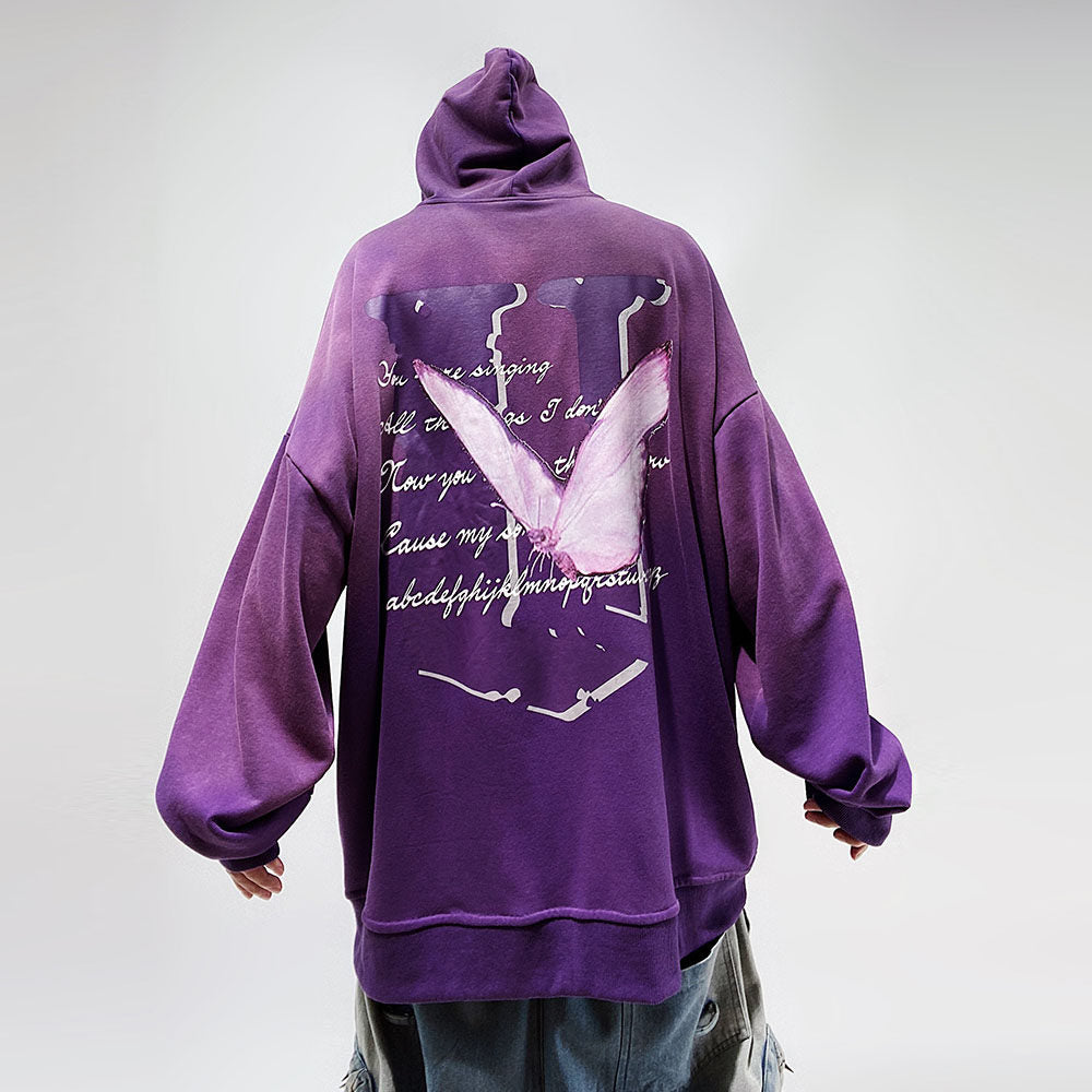 Butterfly Design Oversize Pullover Hoodie WN23987