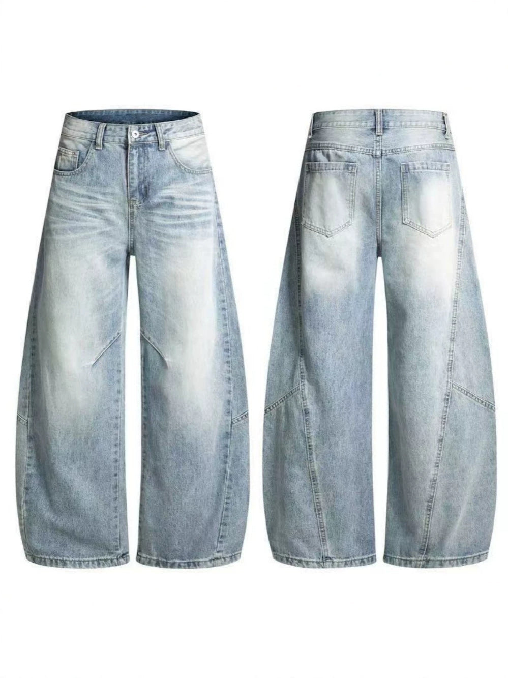 Washed Drape Wide Leg Denim Jeans WN27932