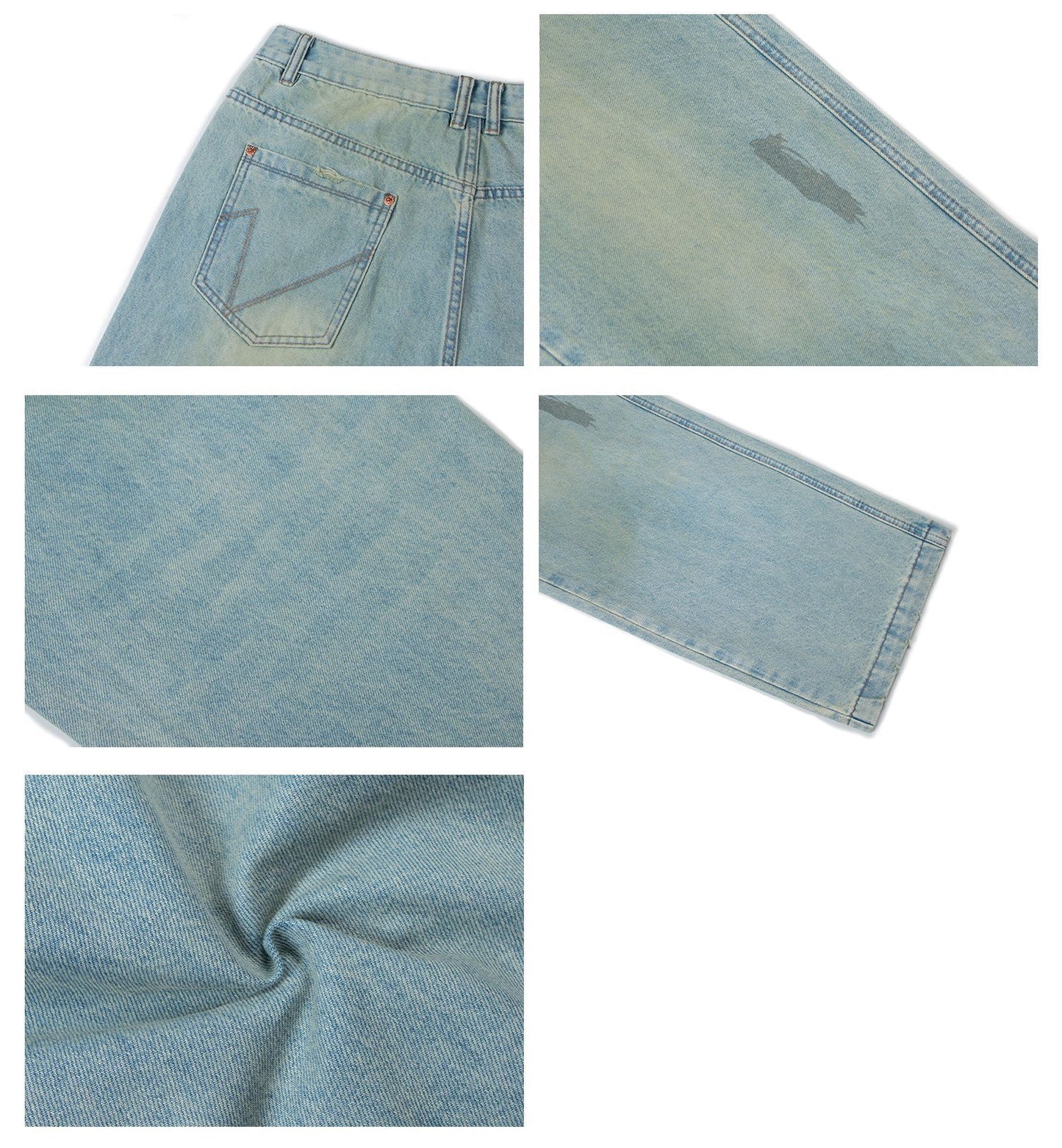 Washed Loose Straight Denim Jeans WN26326