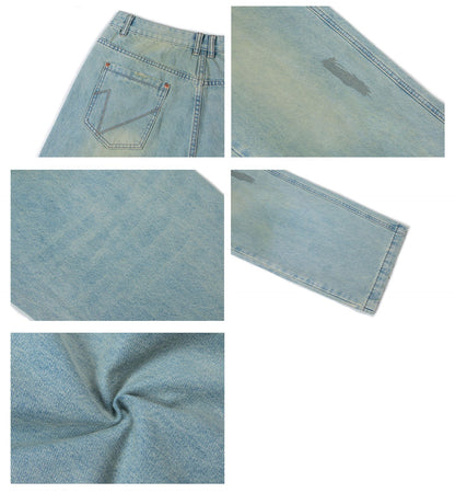 Washed Loose Straight Denim Jeans WN26326