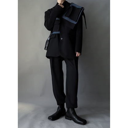 Asymmetrical Patchwork Oversize Tailored Jacket WN11776