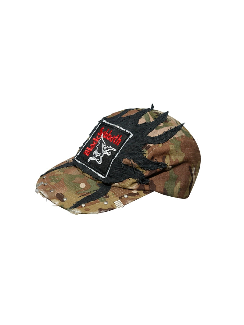 Flame Patchwork Camouflage Flat-Brim Cap WN21102