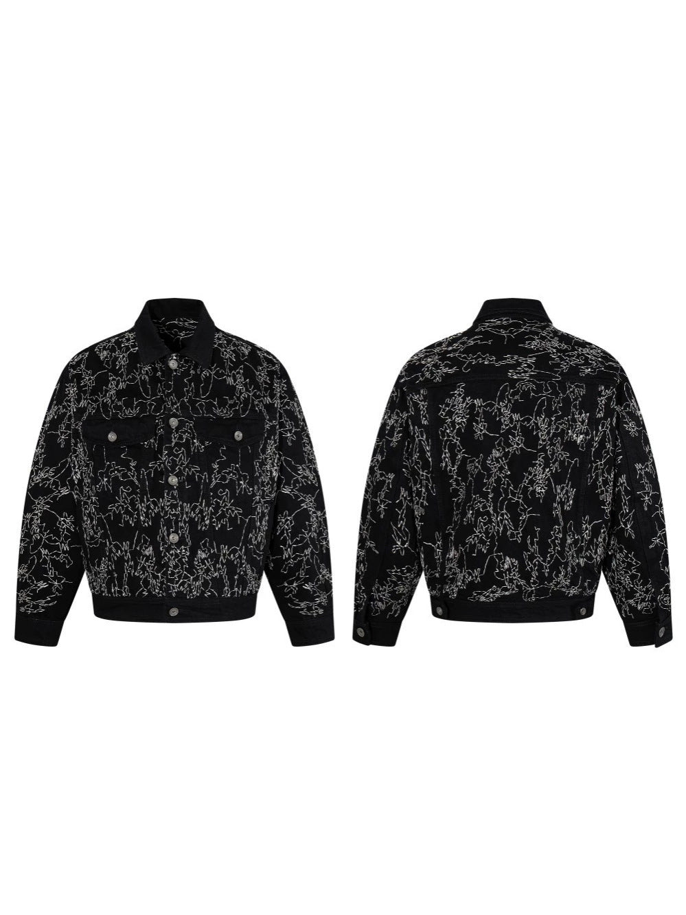 Allover Line Embroidery Denim Jacket WN28087