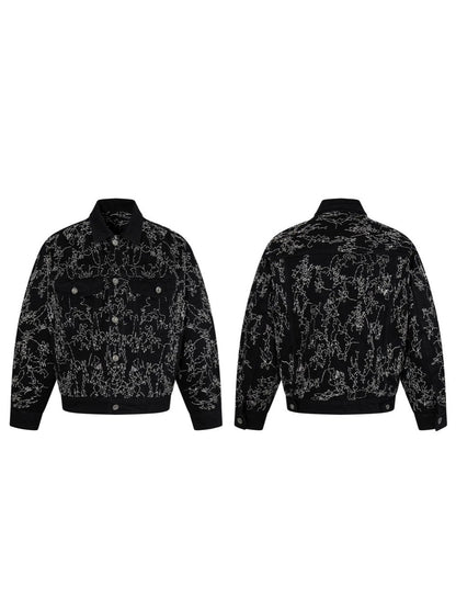 Allover Line Embroidery Denim Jacket WN28087