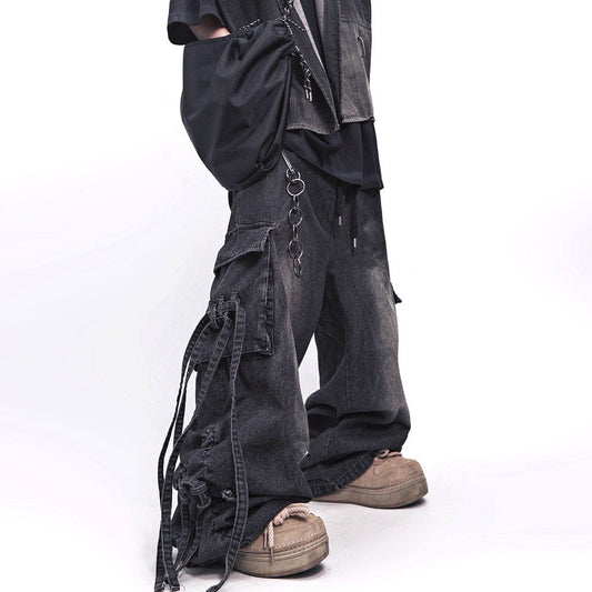 Multi Pocket Flare Cargo Denim Jeans WN23976