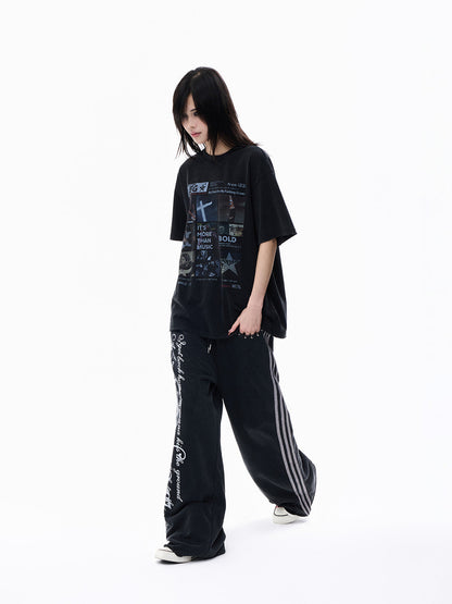 Oversize Collage Graphic Print Short Sleeve T-Shirt WN27370