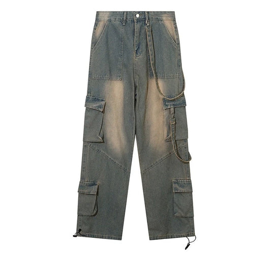 Wide-Leg Drawstring Denim Jeans WN5412