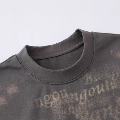Bleach Washed Logo Print Short Sleeve T-Shirt WN25555