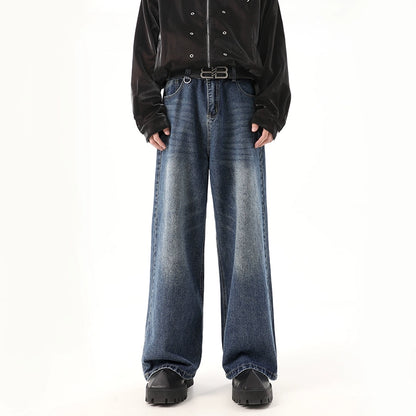 Washed Wide-Leg Straight Denim Jeans WN10399