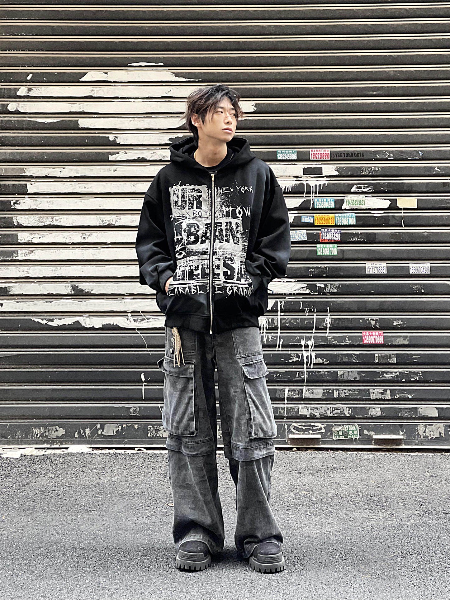 Tie-Dye Damage Heavyweight Oversize Zipper Hoodie WN24275