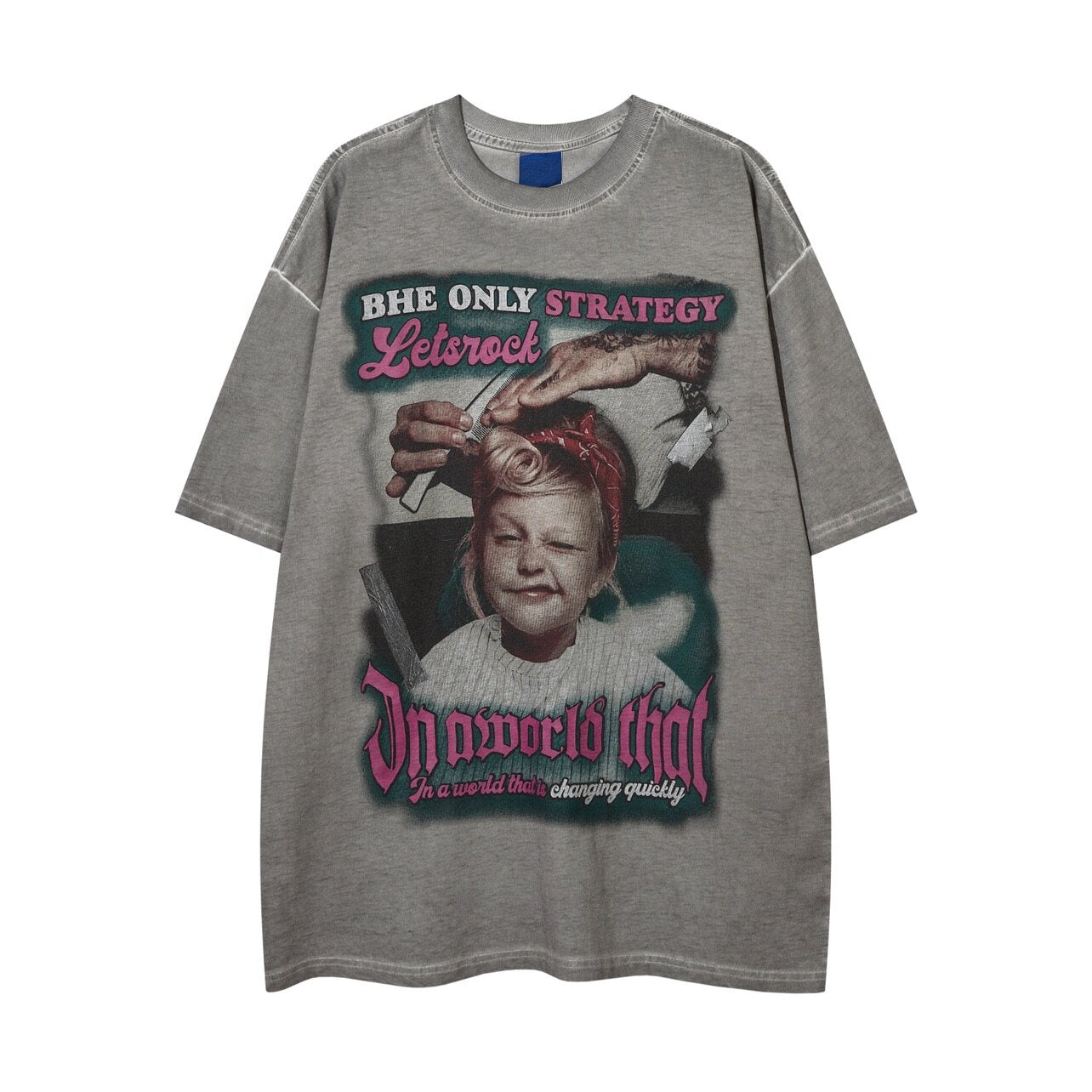 Washed Graphic Print Oversize Short Sleeve T-Shirt WN24408