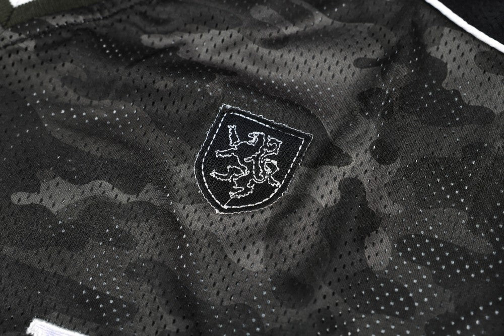 Camouflage Letter Badge Embroidery Contrast Patchwork Oversize Short Sleeve T-Shirt WN27902