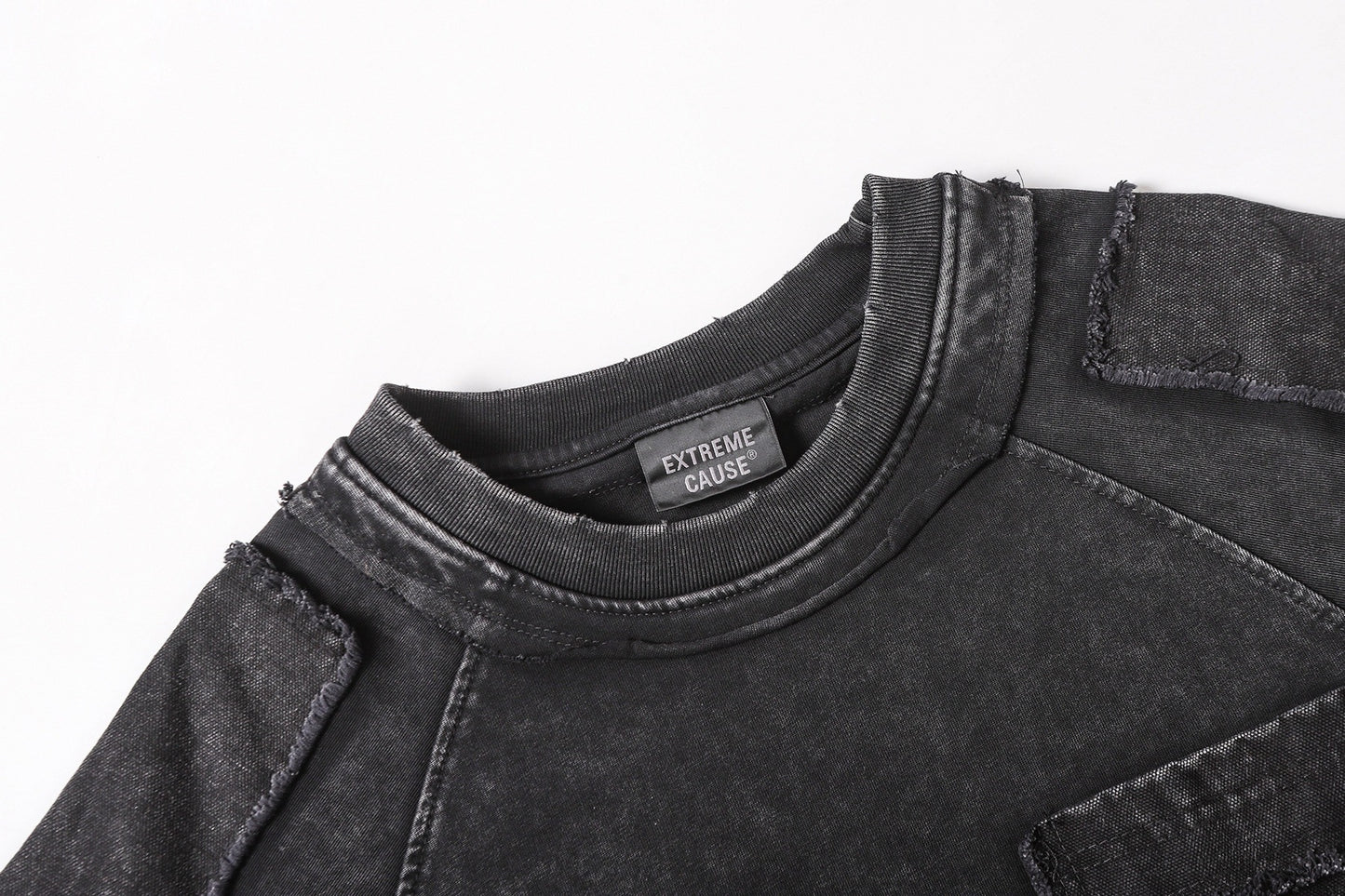 Washed Mock Neck Pocket Short Sleeve T-Shirt WN25407