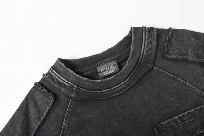 Washed Mock Neck Pocket Short Sleeve T-Shirt WN25407