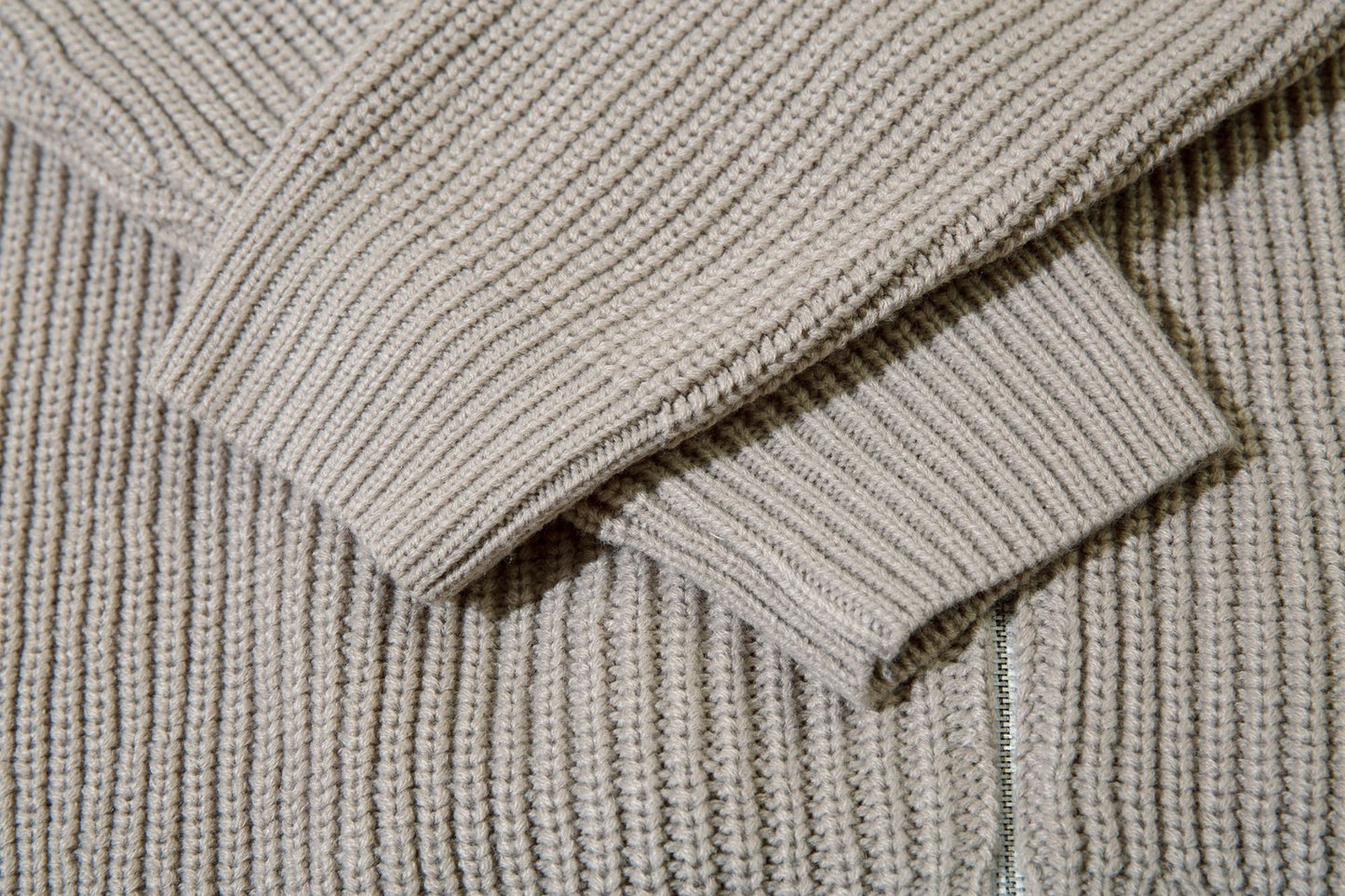 Colorblock Zipper Stand Neck Knit Cardigan WN11227