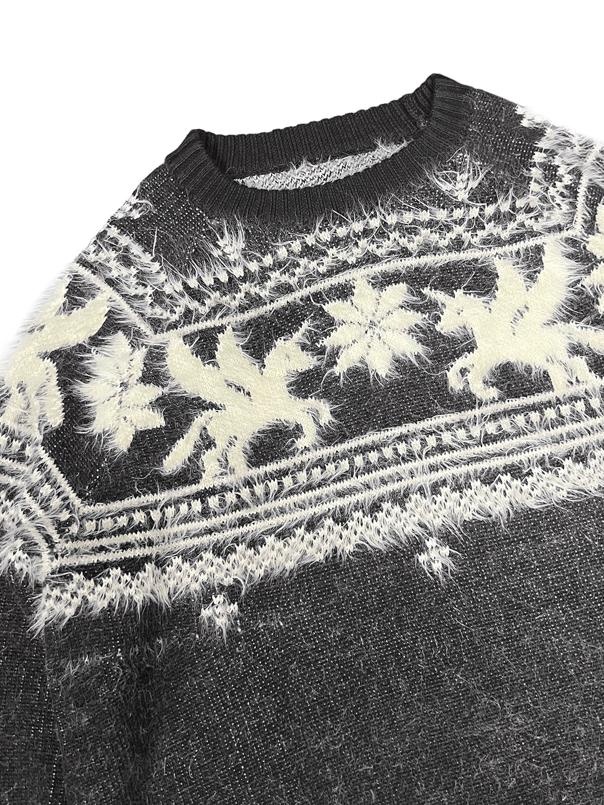 Unicorn Design Wool Blend Fake Mink Fair Knit Sweater WN19047