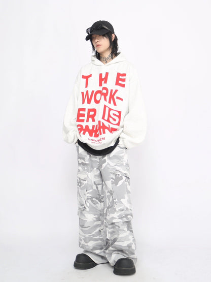 Letter Print Design Oversize Pullover Hoodie WN8385