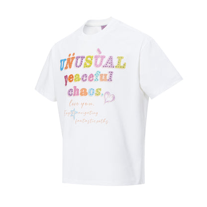 Letter Studs Oversize Short Sleeve T-Shirt WN25840