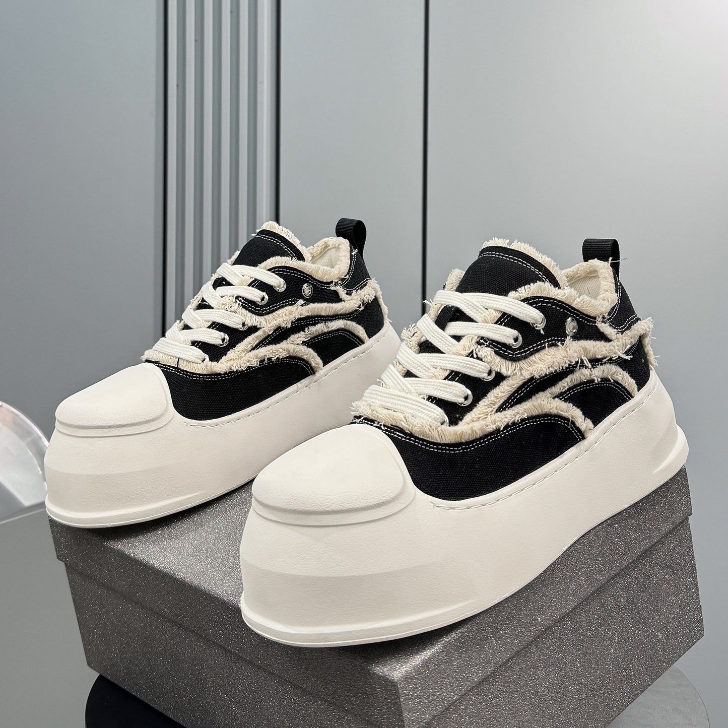 Fray Panel Chunky Sole Sneakers WN24573