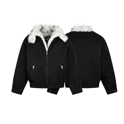 Fake Fur Collar Fleece Lining Zipper Jacket WN21908