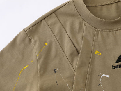 Washed Damage Paint Splatter Short Sleeve T-Shirt WN25694