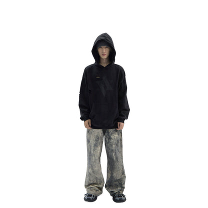 Oversize Print Damage Hoodie WN7508