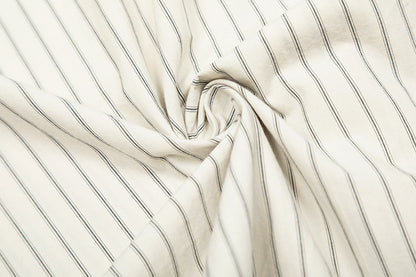 Embroidery Striped Turn-Down Collar Short Sleeve Shirt WN18537