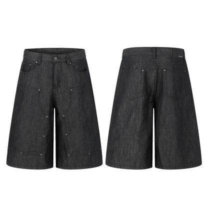 Raw Denim Rivet Wide Leg Half Pants WN26059