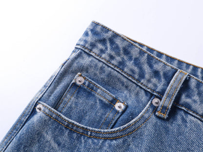 Washed Whisker Wide Leg Denim Jeans WN25481