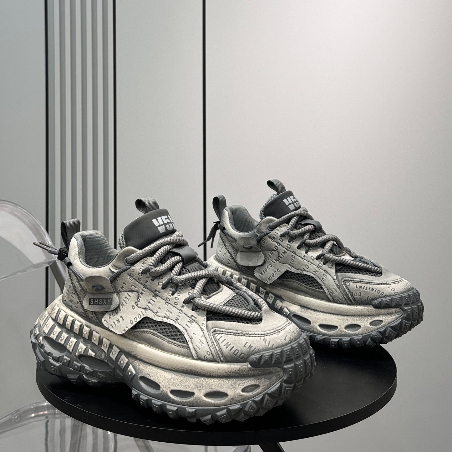 Emboss Rope Thick Sole Dad Sneakers WN24766