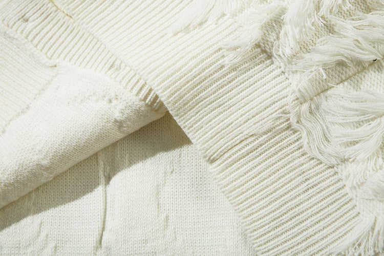 Fringe Detail Oversize Knit Cardigan WN11420