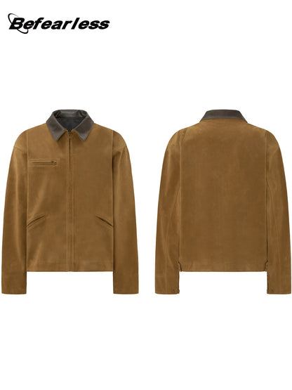 Color Block Turn-Down Collar Zip Jacket WN26190