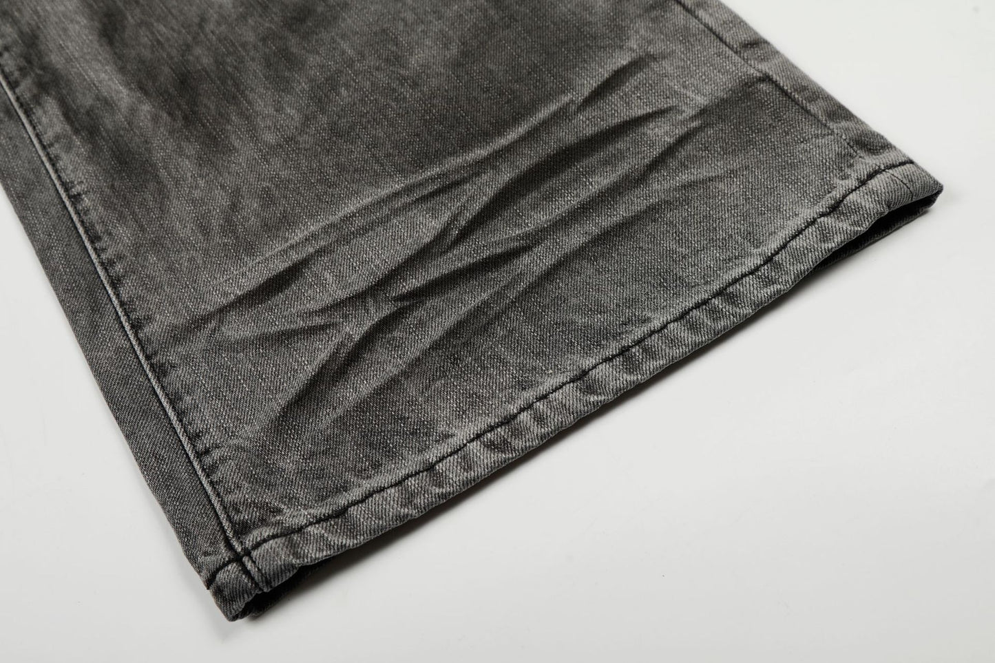 Washed Whisker Straight Denim Jeans WN25909