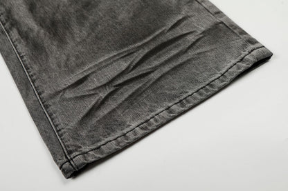 Washed Whisker Straight Denim Jeans WN25909