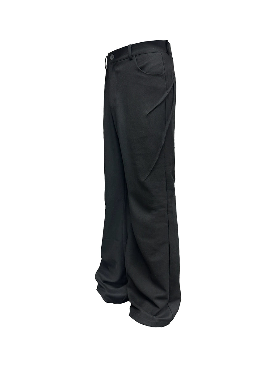 Wrinkled Wide-Leg Straight Trousers WN8559