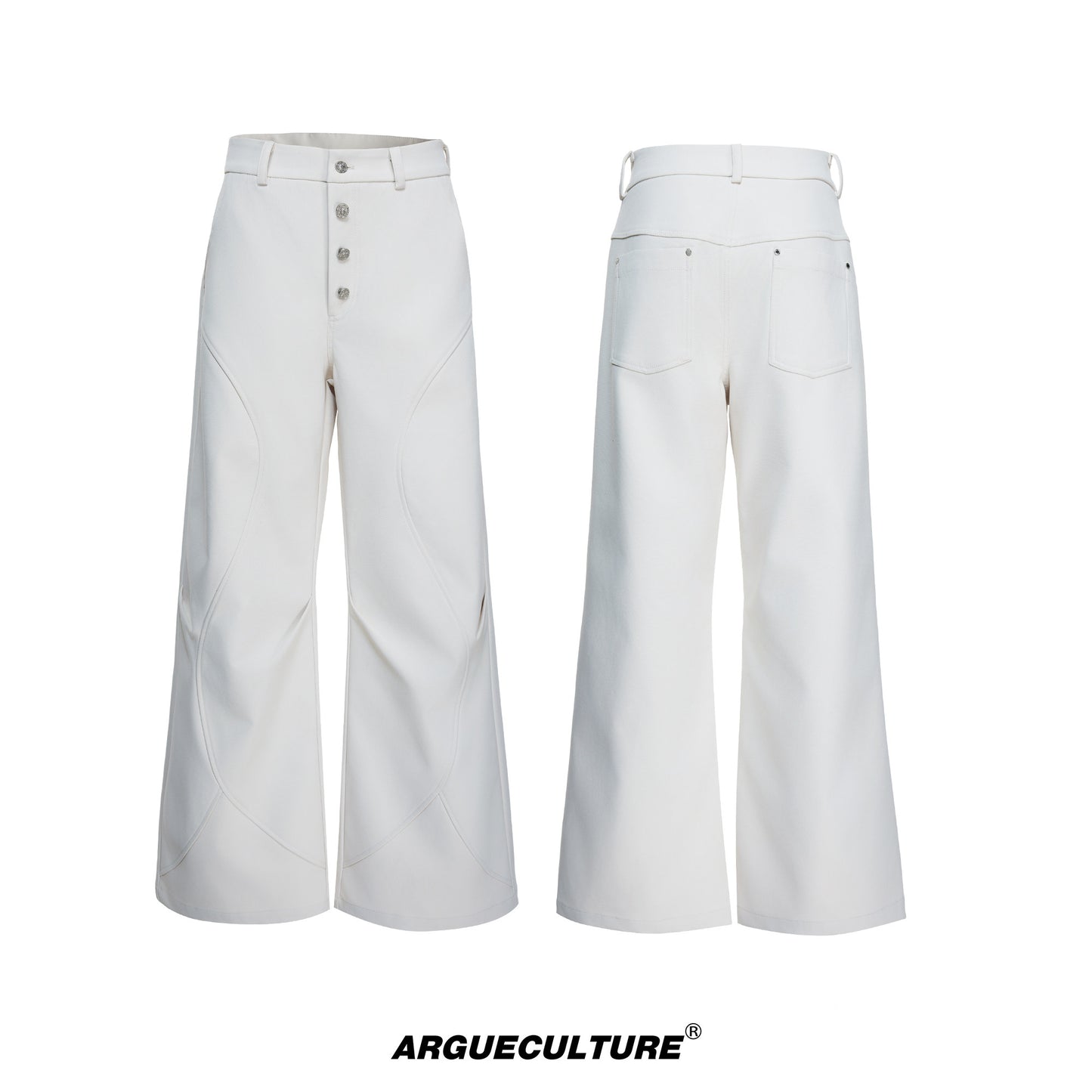 Double Pleats Flare Five-Button Draped Trousers WN23309