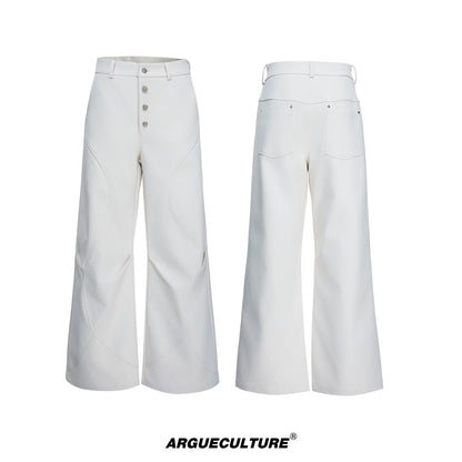 Double Pleats Flare Five-Button Draped Trousers WN23309