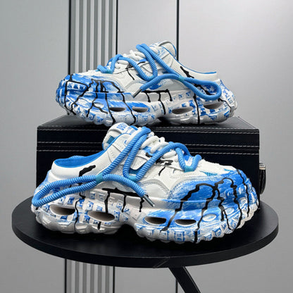 Chunky Platform Printed Lace-Up Sneaker Mules WN24851