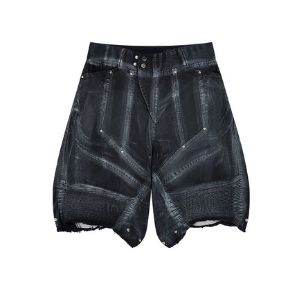 Damage Baggy Half Denim Jeans WN25584