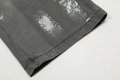 Wash Paint Mid-Rise Straight Denim Jeans WN18530