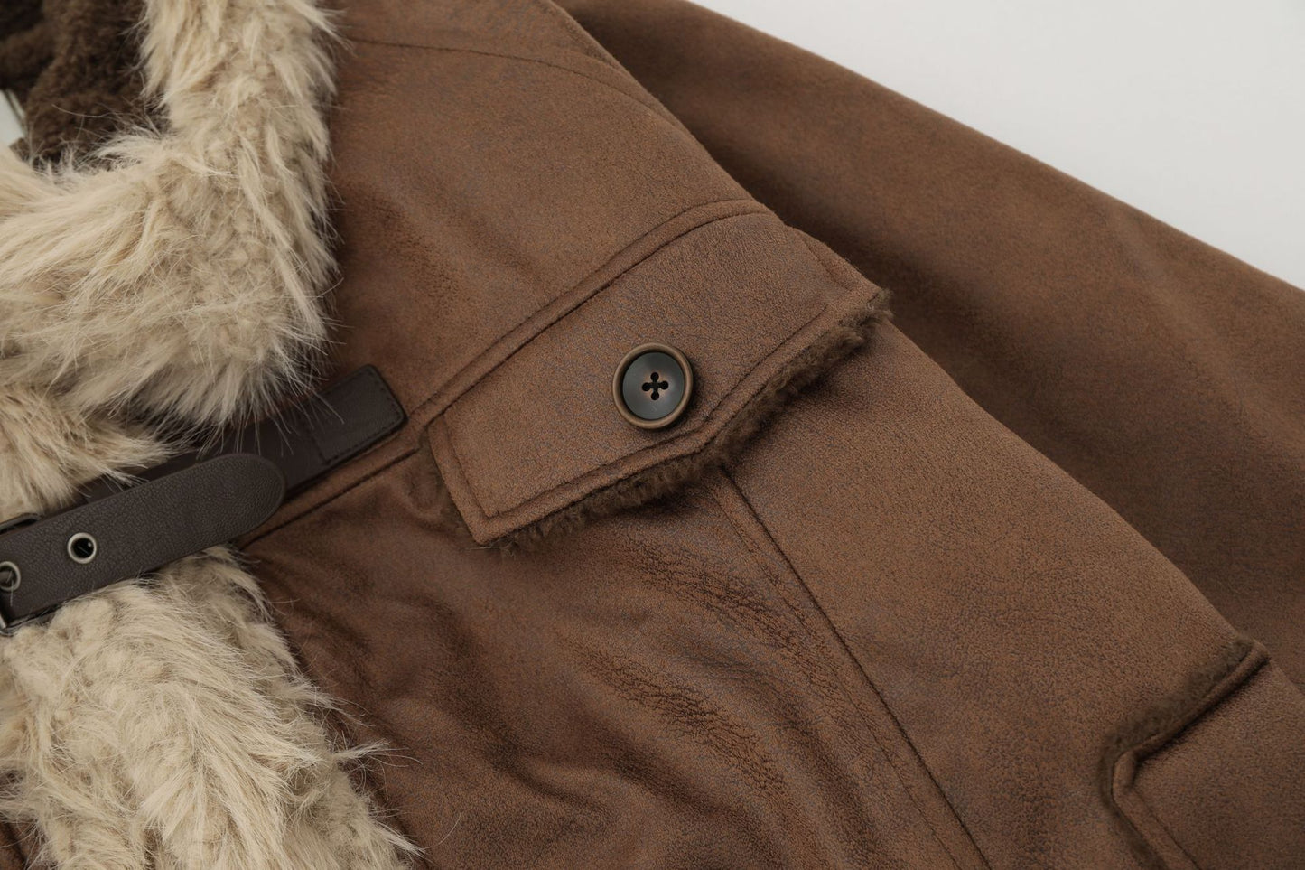 Suede Fleece Lining Furry Jacket WN10993