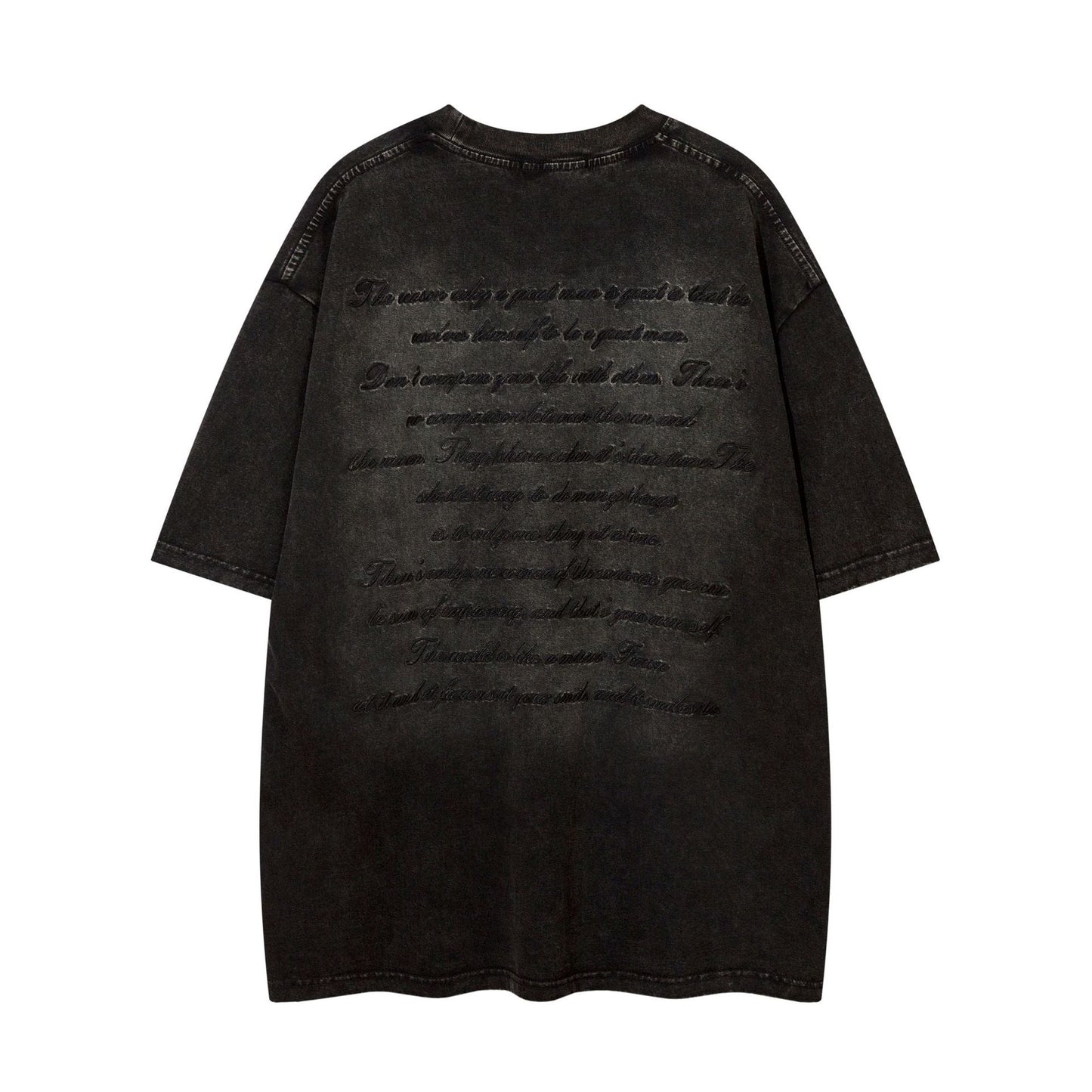 Embroidery Heavy Washed Oversize Short Sleeve T-Shirt WN16126