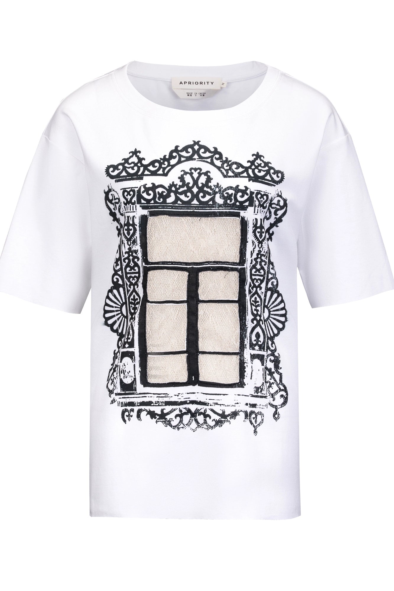 Patchwork Hollow Cutout Window Design Short Sleeve T-Shirt WN18980