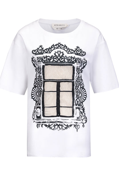 Patchwork Hollow Cutout Window Design Short Sleeve T-Shirt WN18980
