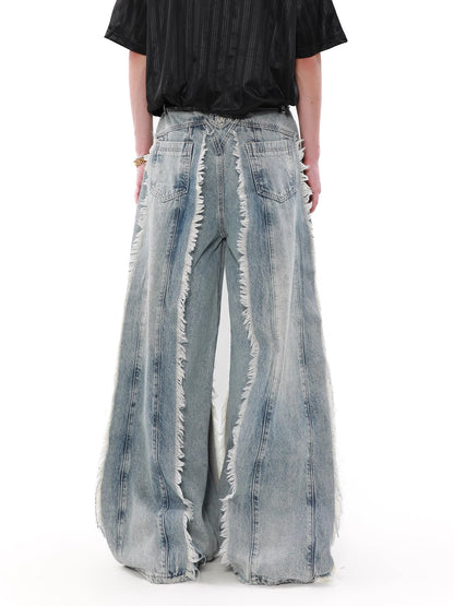 Tassel Design Wide Leg Denim Jeans WN7554